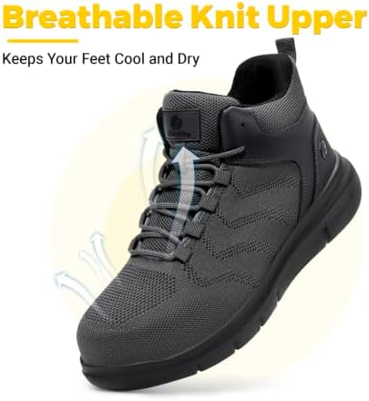 FitVille Extra Wide Work Boots for Men Composite Steel Toe Safety Boots High Top Work Shoes for Men