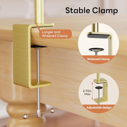 XLHOMO Over The Table Rod Stand with Clamps, Adjustable 32''-79'' Tall 32"-131" Length, Gold Table Arch Stand Metal Balloon Frame Hanging Rod for Weddings Christmas Birthdays Garden Arbors Decoration