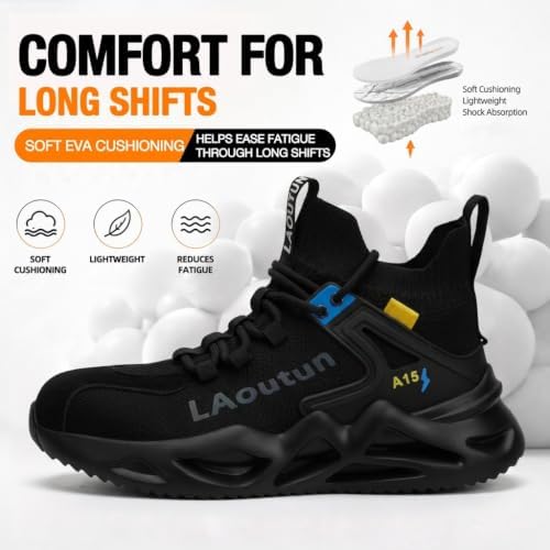 LAoutun Steel Toe Shoes for Men Work Shoes Safety Sneakers Lightweight