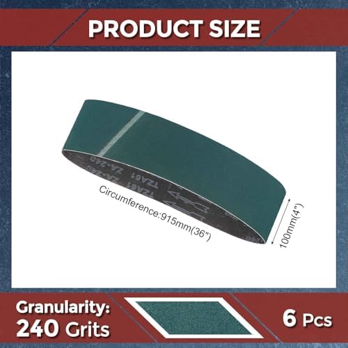 6 Pcs Sanding Belts 4 x 36 Inch 240 Grit Zirconia