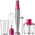 Turelar Immersion Blender Handheld Corded Hand Blenders Set 1100W, Trigger Variable Speed 5 in 1 Stick Emulsifier with Chopper, Whisk and Frother for Soup, Baby Food and Smoothies, Rose Red