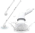 ABKO Electric Spin Scrubber Cordless Lightweight Cleaning Replaceable Brush Head Adjustable Extension Rod for Tile Bathtub Floor Bathroom Kitchen BC01