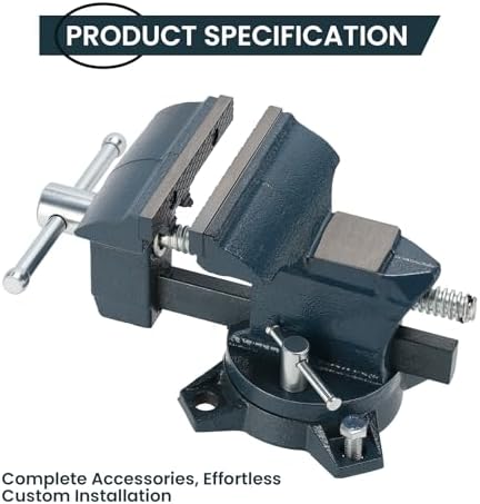 4.5" Heavy Duty Bench Vise with 270° Swivel Locking Base Desktop Clamp - Durable Ductile Iron Design