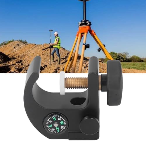 GPS RTK Pole Clamp Data Collector Holder, Adjustable Aluminum Alloy Bracket with Small Compass, Lightweight and Sturdy for Indoor Outdoor Use