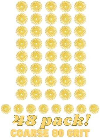 Dedeco Sunburst Radial Bristle Discs 48-Pack - 5/8" Curved - Yellow 80 Grit (Coarse) - Aluminum Oxide for Polishing & Finishing