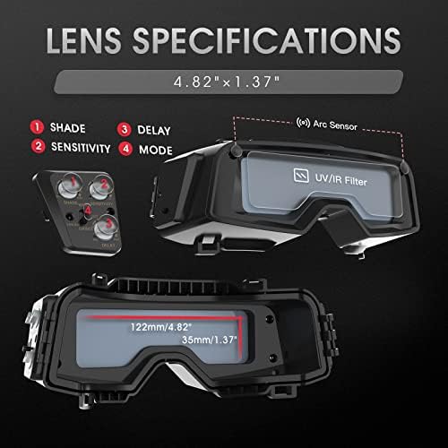 YESWELDER Auto-Darkening Welding Goggles with Mask, Wide Shade Range