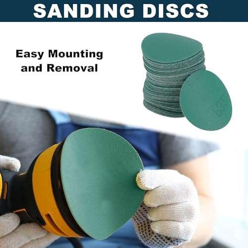 Car Sanding Discs 2inch 320 Grit Abrasion Resistance | Round Hook and Loop Sandpaper Green 50 Pcs