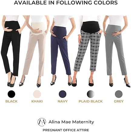 Maternity Pants Work Over The Belly with Pockets, Womens Pregnancy Dress Pants Office Clothes Trousers Stretch Summer
