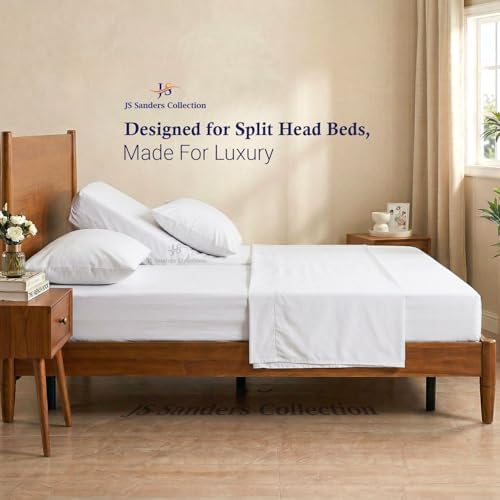 JS Sanders Collection Split Head Sheet Set 4PC Cal. King Size, White