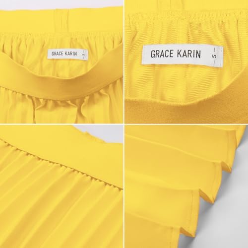 GRACE KARIN Pleated Midi Skirt for Women Chiffon A-Line Outfits