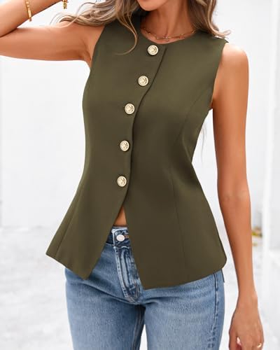 BTFBM Suit Vest Tops For Women Sleeveless Blazer Work Wear