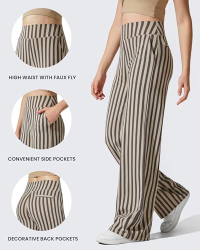 G4Free Yoga Pants for Women Wide Leg Pants with Pockets High Waisted