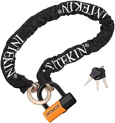 4FT Heavy Duty Bike Chain Lock - 12mm Thick, 16mm Disc Lock for Motorcycles, Scooters, Gates - Orange