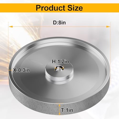 CBN Grinding Wheel 8 inch, Dia x 1 Inch Wide x 5/8" Arbor, Suitable for Sharpening Woodturning Tools, High Speed Steel Tools, 8 inch Bench Grinders 600 Grit
