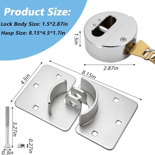 Lawei 2 Pack Van Door Lock, 73MM Heavy Duty Hidden Shackle Puck Lock with Hasp, Solid Steel Door Locks with 4 Keys for Vans, Trucks, Gates, Trailer, Garage, Cargo & Sliding Van, 6-Pin Brass Cylinder