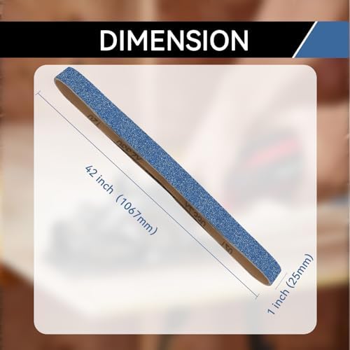 1x42 Inch Sanding Belts 12 Pcs 3 Grits Sizes (4 Each of 80/120/150 Grits) Heavy Duty Belt Sander Zirconia Belt Sander Paper for Wood, Metal, Stainless Steel, Cars, and Furniture