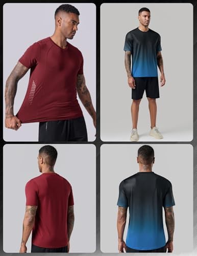 Liberty Imports 5 Pack Men's Active Quick Dry Crew Neck T Shirts