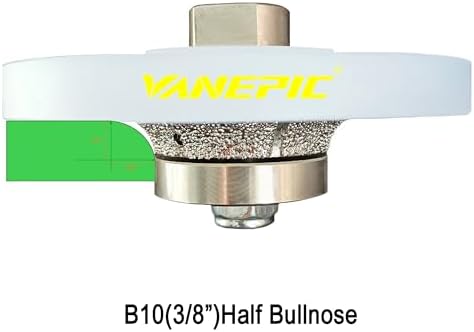 3/8 inch B10 Diamond Demi bullnose Half Bullnose Profile Wheel Diamond Hand Profiler Router Bit with 5/8-11 Thread for Granite Marble Concrete Tile and Countertop Edge Shaping
