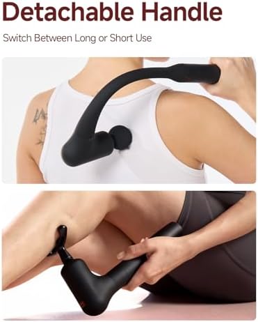 2-in-1 Detachable Massage Gun with Heat, Muscle Massager with Long Handle