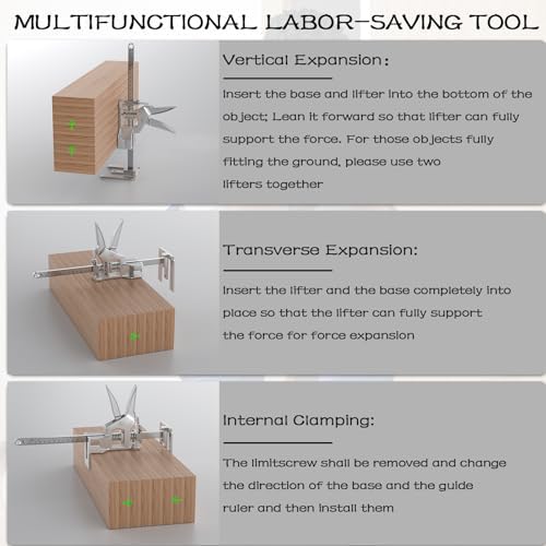 2Pcs Metal Labor Saving Arm Jack, Precision Height Adjustment Lifting Device Furniture Jack, 440LBS Capacity for Lifting Wall Tile, Door Panel, Window Frame & Furniture Cabinet
