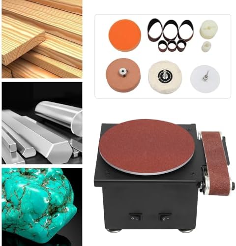 Mini Belt Disc Sander, 100W 8500RPM Bench Grinder Small Spindle Sander Machine for Wood Metal Stone Diy Grinding (100W)