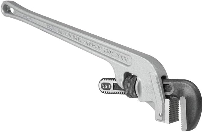 RIDGID 90127 E-924 24" Aluminum End Pipe Wrench with 3" Pipe Capacity, 40% Lighter Aluminum End Plumbing Wrench with Angled Handle