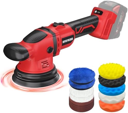VERVEWAVE Cordless Buffer Polisher Kit for Milwaukee 18V/M18 Battery (No Battery), 6-Inch Orbital Car Polisher 6 Speed 1800—5500 RPM, 17PCS Polishing Accessories, for Car Polishing/Waxing (Tool Only)