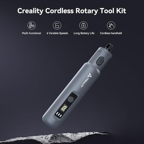 Creality Cordless Rotary Tool Kit with 24PCS Accessories,Multi-functional, 6 Variable Speeds,Long Battery Life and Cordless handheld 3.7V for D Printing Models Grinding Polishing Drilling Cutting