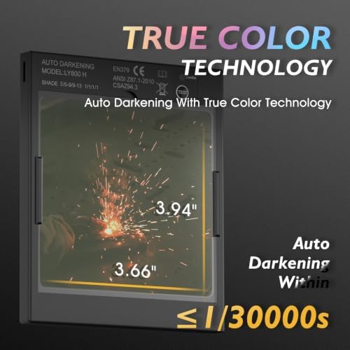 TOOLIOM Auto-Darkening True Color Welding Helmet with 3.94 x 3.66 View