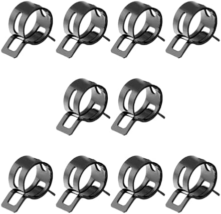 20pcs 0.47" ID Constant Tension Band Hose Clamps, 12mm Spring Band Type Action Hose Clamp Manganese Steel Fuel Line Clamp Low Pressure Air Clip Clamp for Fuel Hose Line Water Pipe Air Tube black