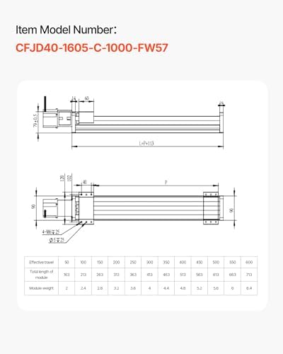 VEVOR Linear Guide, 1000 mm Stroke Work Size, Ball Screw Motion CNC Linear Guide Stage Actuator, Motorized Nema 23 Stepper Motor, High Precision, for Engraving Machine CNC Milling Machine 3D Printer