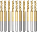 uxcell 10Pcs 2.6mm Titanium Coat Carbide End Mill Engraving Milling Cutter CNC Router Bits for PCB Machine, 1/8" Shank
