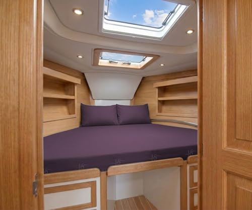 JS Sanders V Berth Boat Sheet 3 Pcs 600 TC Egyptian Cotton,Plum