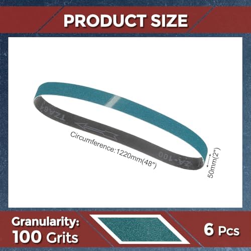 6 Pcs Sanding Belts 2 x 48 Inch 100 Grit Zirconia