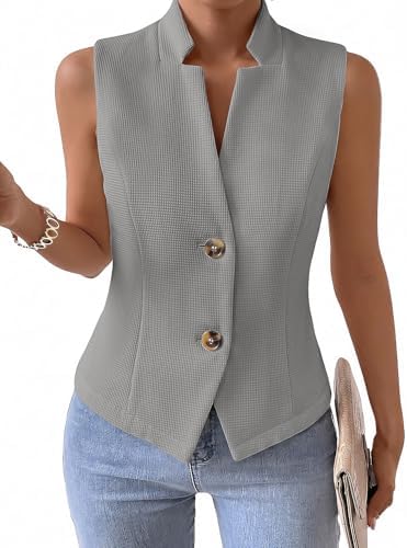 Mina Self Women's Sleeveless Sweater Vest,Knit Stretchy Dressy Casual Top