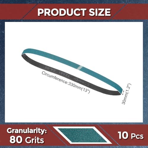 10 Pcs Sanding Belts 1.2 x 13 Inch 80 Grit Zirconia