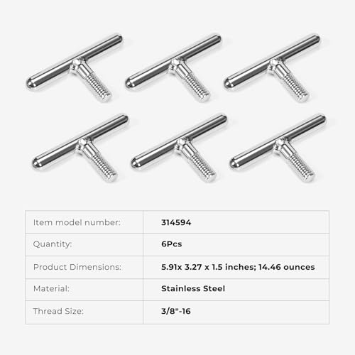 6Pcs 314594 T-Bolts Kit for JT's Strong Arm Jack 191023 191024 | Compatible with JT's Strong Arm Fifth Wheel RV Jack Stabilizer Kit 191023 191024, for Travel Trailer Stabilizer Kit 191025
