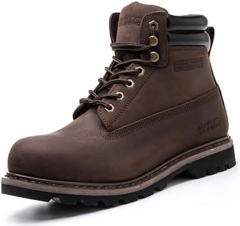 Work Boots for Men Soft Toe Waterproof Leather Workboots