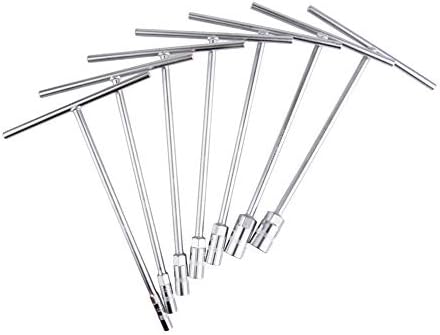 TUSK Deep Socket T-Handle Wrench Set 7-pack 6-Point Socket 8mm, 10mm, 12mm, 13mm, 14mm, 17mm, 19mm Chrome Vanadium Steel Nickel-Pewter Finish