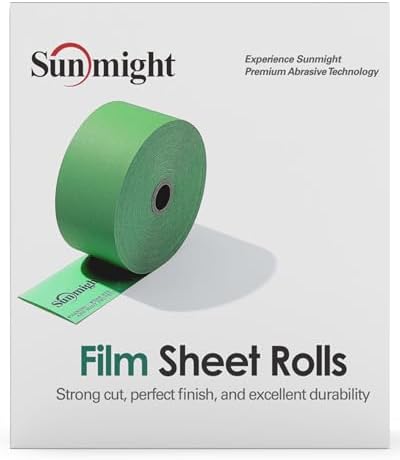 Sunmight Film 220 Grit Sandpaper Roll 2-3/4" x 45 Yards – PSA Longboard Sandpaper – Adhesive Backed for Auto Body, Wood, Metal, Marine & Aerospace – Durable Polyester Backing for Smooth, Even Sanding