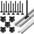 POWERTEC 72197 48-Inch Miter T-Track with Miter T-Bar, 10pc 5/16"-18 x 3" Long Miter T Slider Bolts and 5pc 5/16"-18 4 Point Knobs for Woodworking Jigs and Fixtures
