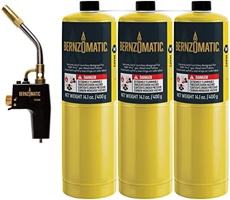 Bernzomatic TS4000 Trigger Start Torch 361524 (TS4000 Torch + 3 Pack Map Pro Gas)