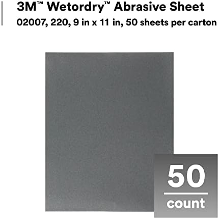 3M Wetordry Abrasive Sheet, 413Q, 02007, 220+ Grade, 9 in x 11 in