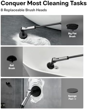 HOTO Flexi™ Cordless Electric Spin Scrubber, for Bathtub, Bathroom, Tile