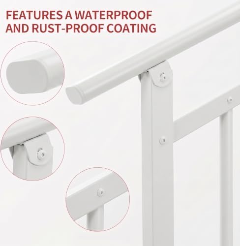 Hand Rails for Outdoor Steps，Stair Handrail & Indoor Stair Railing Kit，Railings for Outdoor Steps for Fence & Outdoor Steps (1, White-with Balusters, 4 Step)