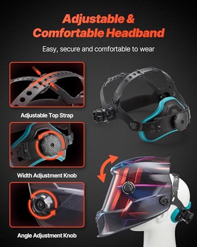 VEVOR Welding Helmet Auto Darkening True Color, 3.94" x 3.15" Welding Hood Solar-Powered, Welder Mask with 4 Arc Sensors, Wide Shade 4/5-9/9-13 for TIG MIG ARC Weld Cut Grinding - METIS Series
