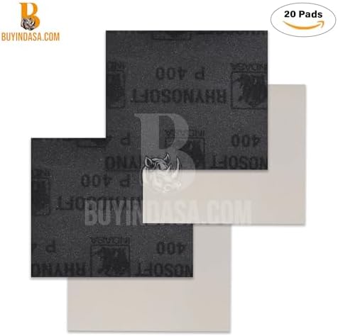Indasa Rhynosoft Foam Sanding Pads - 4.5" x 5.5",Hook and Loop, 150 Grit, Plusline, Flexible, Tear-Resistant, Ideal for Automotive,Wood,& Finishing (Pack of 20 Pads)