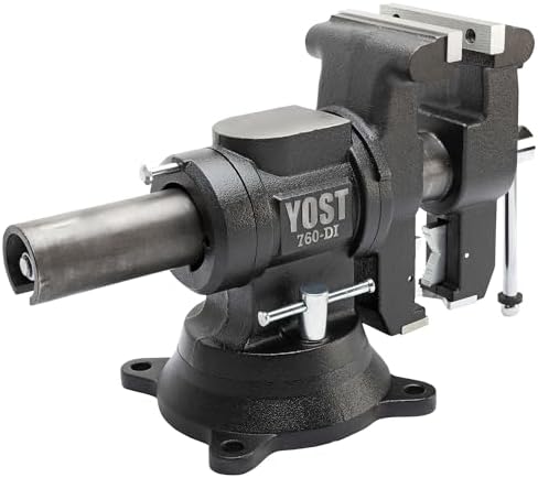 Yost Vises 760-DI Multi-Jaw Rotating Vise 6 Inch Jaw Width | 2 in 1 Multipurpose Bench and Pipe Vise | Secure Grip with Swivel Base | Made with a Combination of Ductile Iron & Hardened Steel