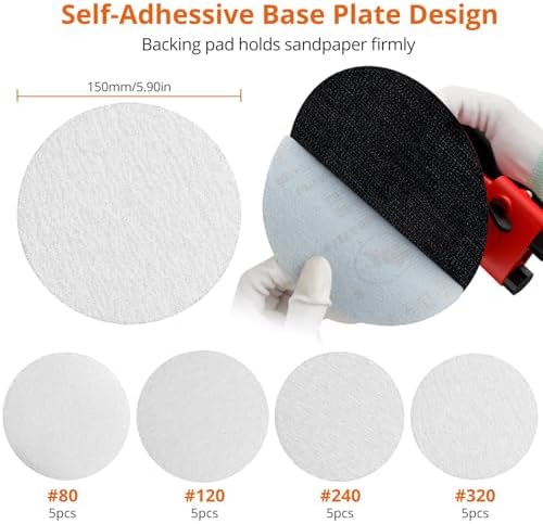 Proster 6" Air Orbital Sander Lightweight 12000 RPM Variable Speed 20pc Kit