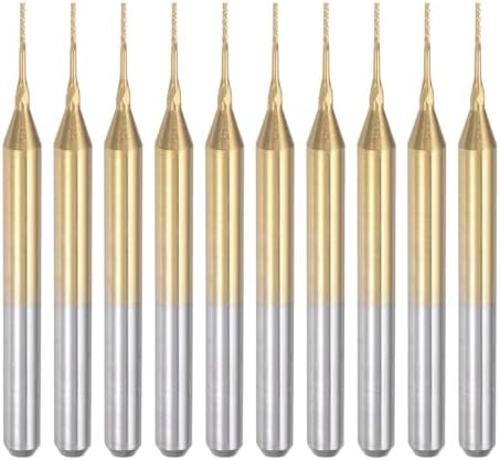 uxcell 10Pcs 0.5mm Titanium Coat Carbide End Mill Engraving Milling Cutter CNC Router Bits for PCB Machine, 1/8" Shank